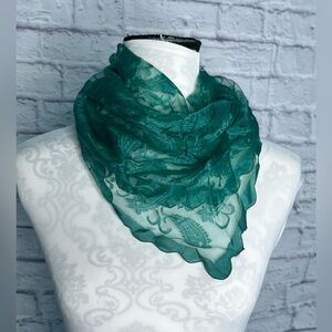 Vintage another hit green paisley print square scarf